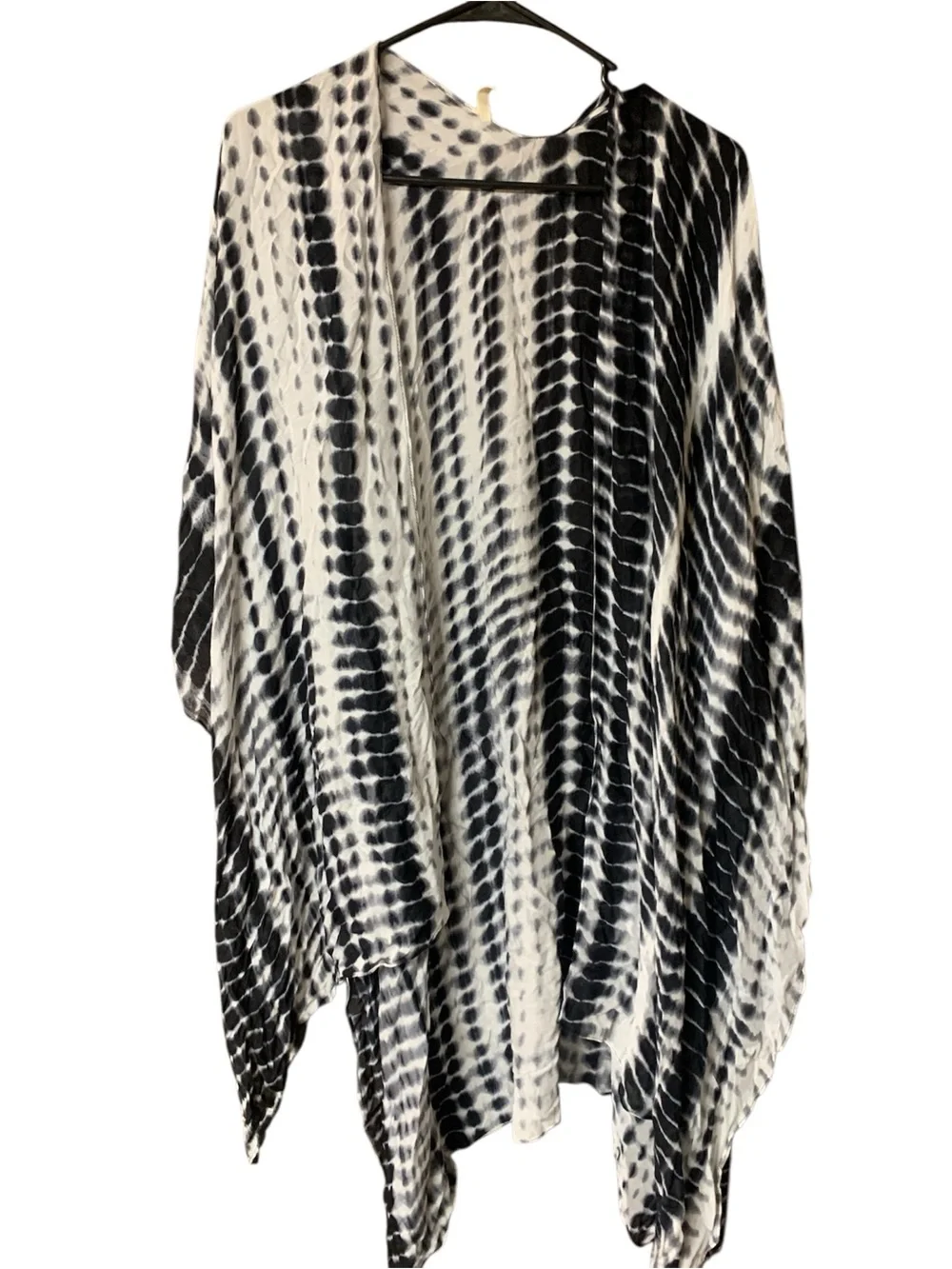 Michael Stars Ruana Scarf Wrap Kimono Black Tie Dye Boho OSFM